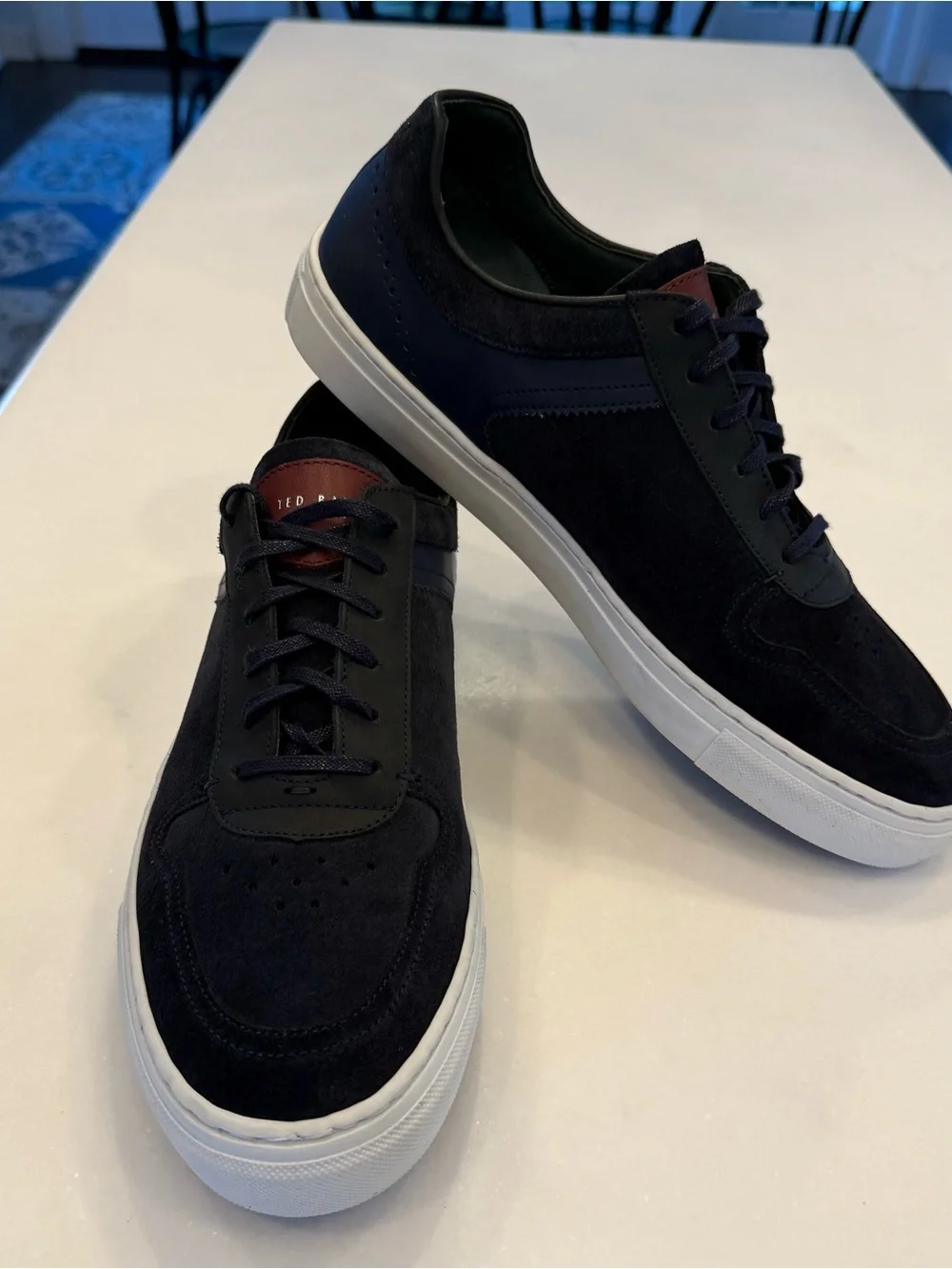 Ted Baker Men’s Dark Blue Retro Sneakers White Rubber Soles Sz US 11.5 EU 44.5